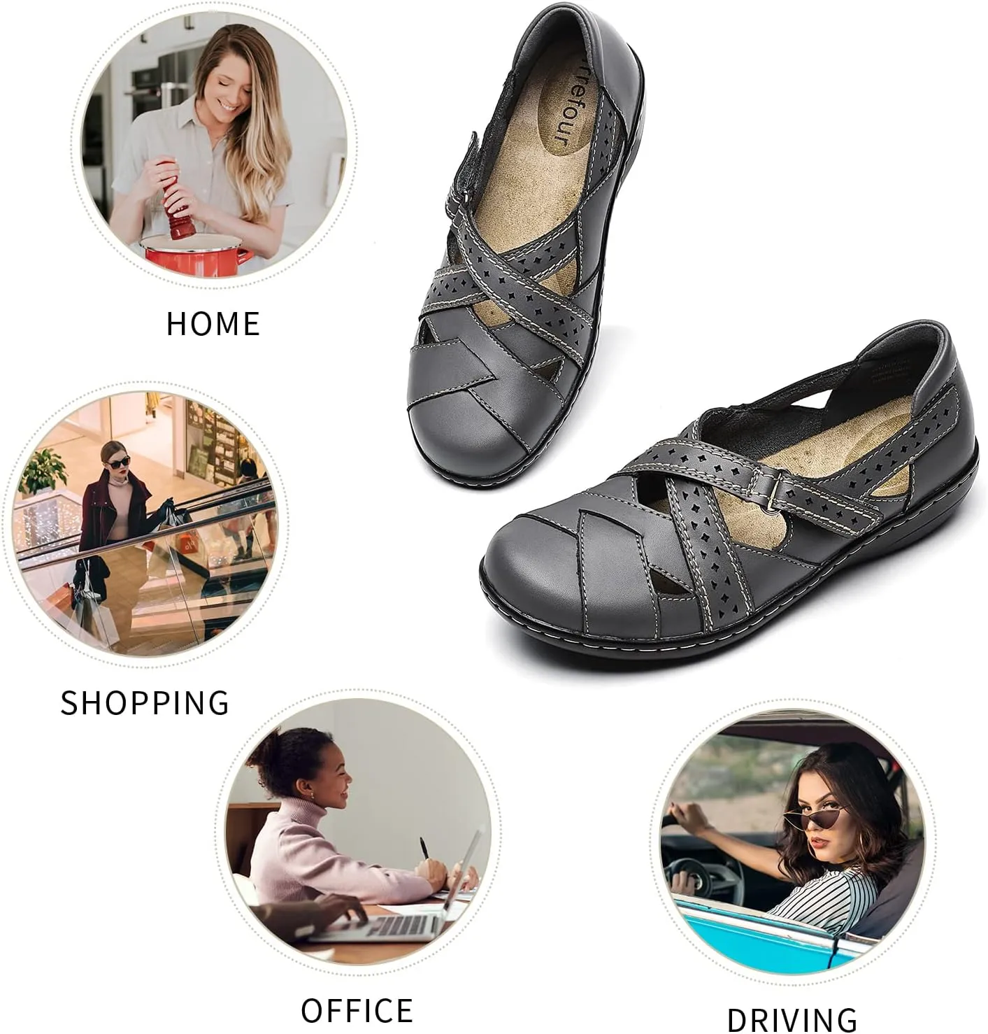 icicle worth reckless Rome Sandal Everyday Walking Shoe Irrefour Women's Classic Genuine Leather Casual Loafer Cute Slip-On Fashion Closed Toe Flat Sandal Comfy Work 