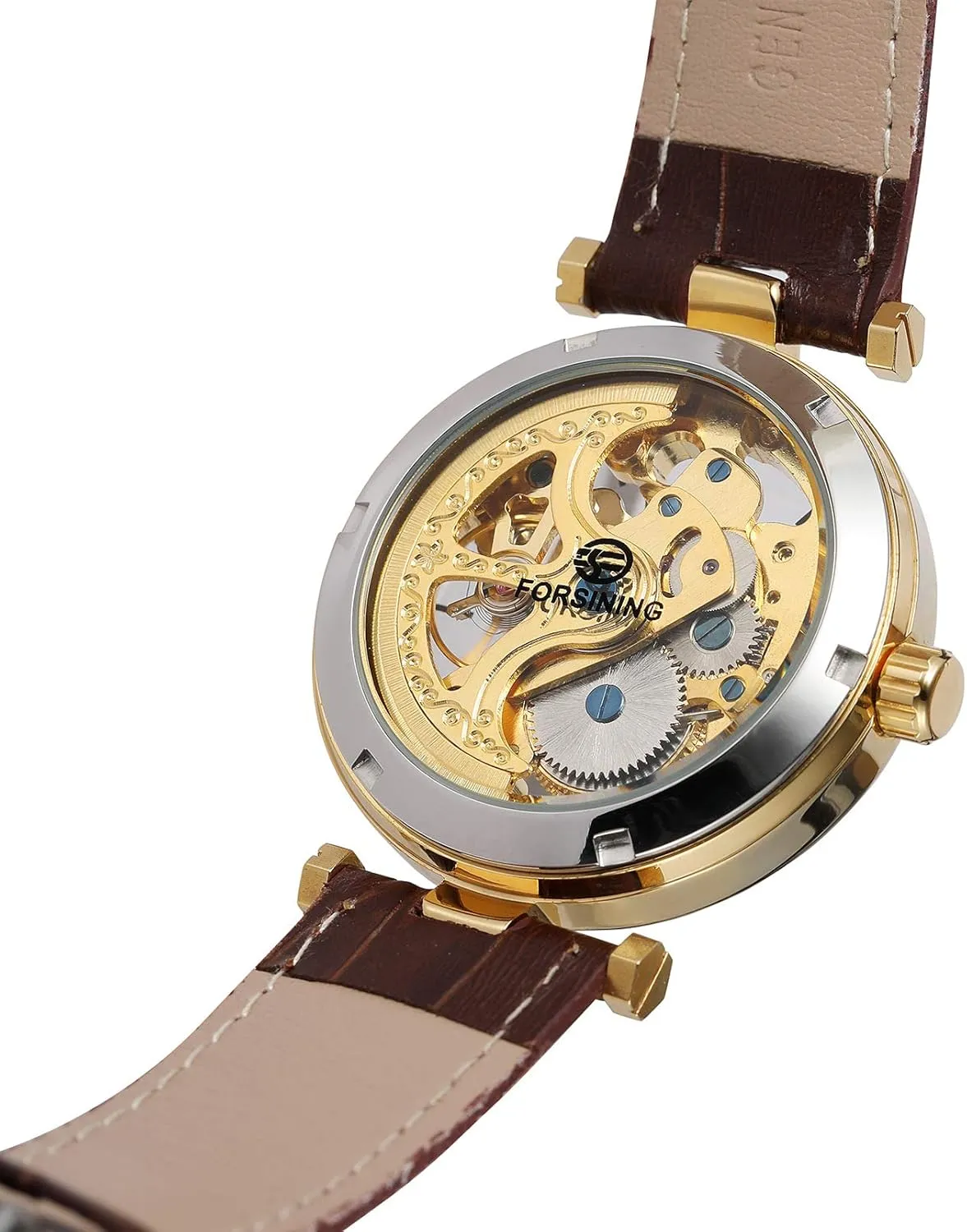 imaginative recycle underlying tow neurilemmal residue Design Hollow Skeleton Leather Mechanical Clock FORSINING Vintage Men's Transparent Automatic Watch Unique 