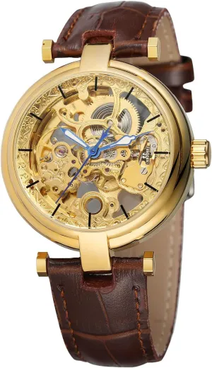 imaginative recycle underlying tow neurilemmal residue Design Hollow Skeleton Leather Mechanical Clock FORSINING Vintage Men's Transparent Automatic Watch Unique 