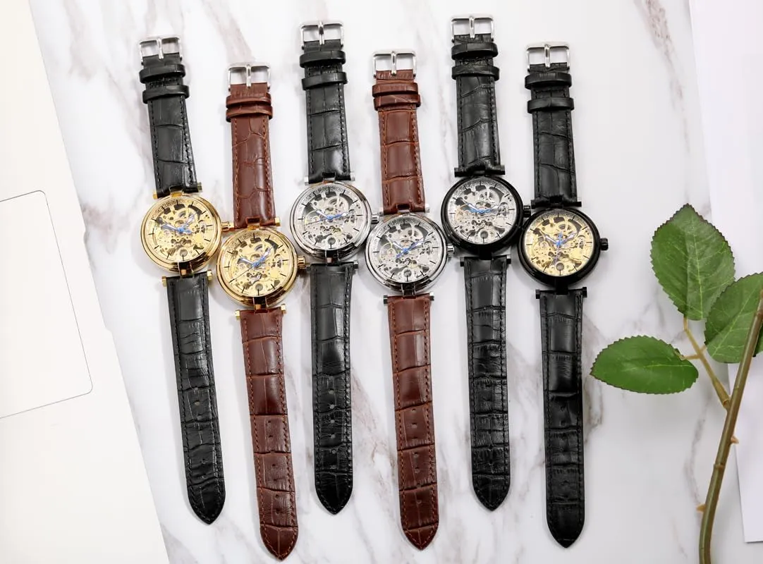 imaginative recycle underlying tow neurilemmal residue Design Hollow Skeleton Leather Mechanical Clock FORSINING Vintage Men's Transparent Automatic Watch Unique 