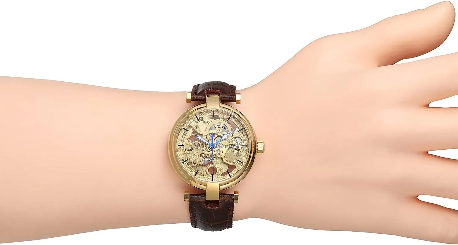 imaginative recycle underlying tow neurilemmal residue Design Hollow Skeleton Leather Mechanical Clock FORSINING Vintage Men's Transparent Automatic Watch Unique 