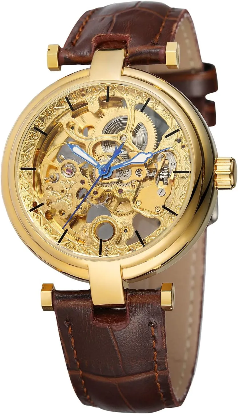 imaginative recycle underlying tow neurilemmal residue Design Hollow Skeleton Leather Mechanical Clock FORSINING Vintage Men's Transparent Automatic Watch Unique 