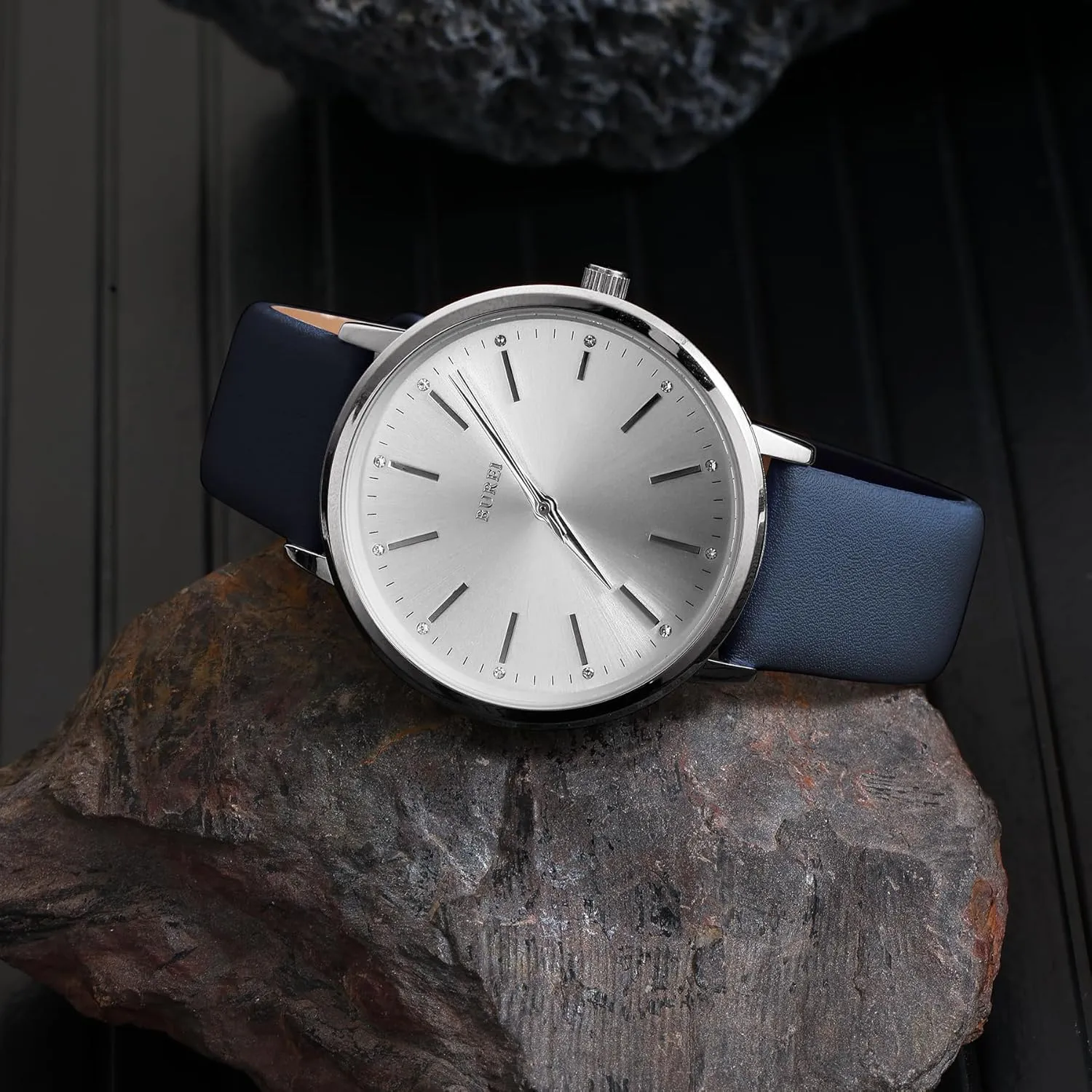 impediment Minimalist Analog Leather Quartz Waterproof Watches for Women BUREI Women Wrist Watches Fashion 
