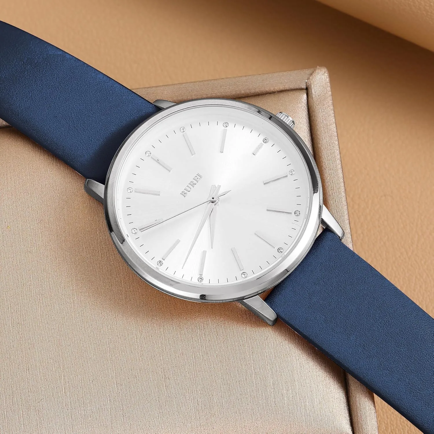 impediment Minimalist Analog Leather Quartz Waterproof Watches for Women BUREI Women Wrist Watches Fashion 