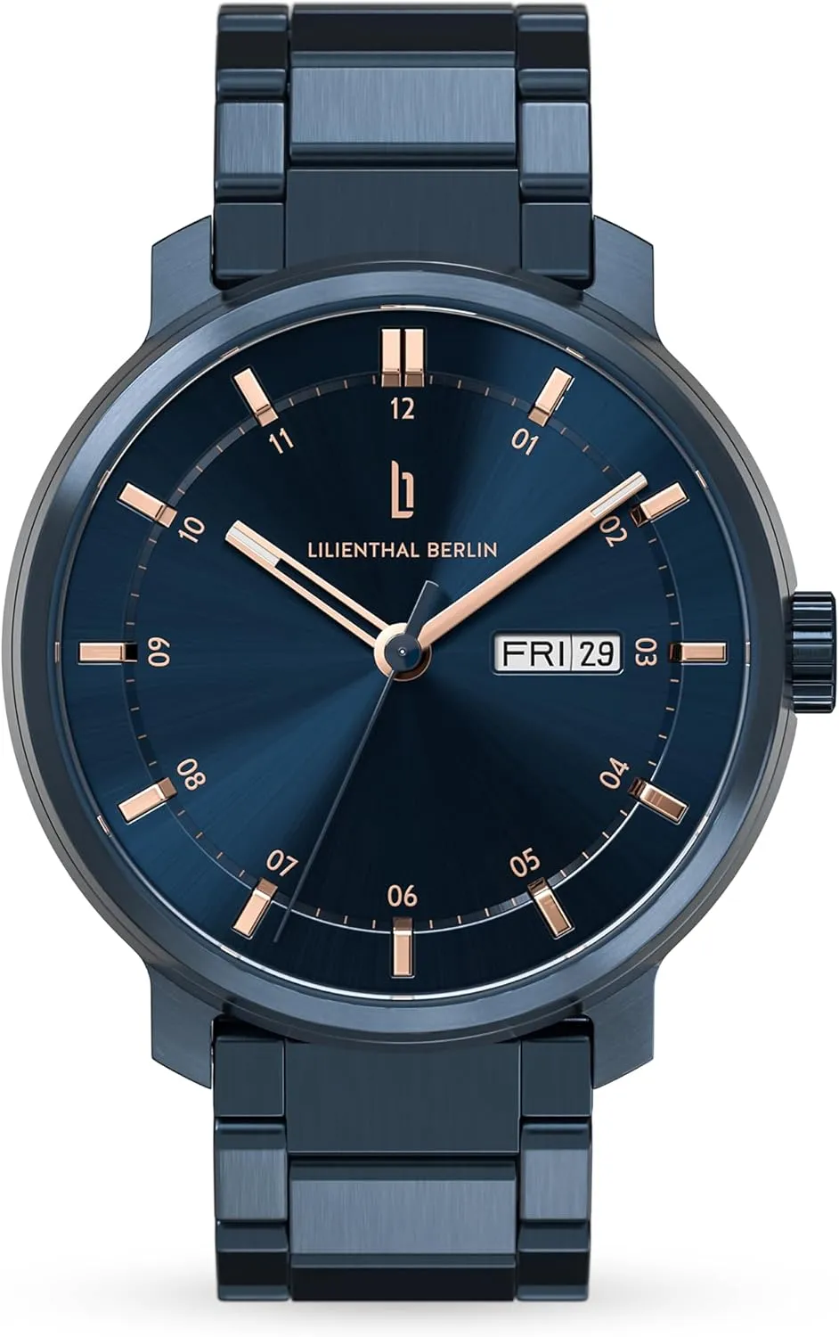 in Germany Blue, Blue Lillianthal Berlin N2-003-B040EB Men's dissatisfy casual coral condensation auditorium Watch Automatic Mechanical Automatic Day Date Made 
