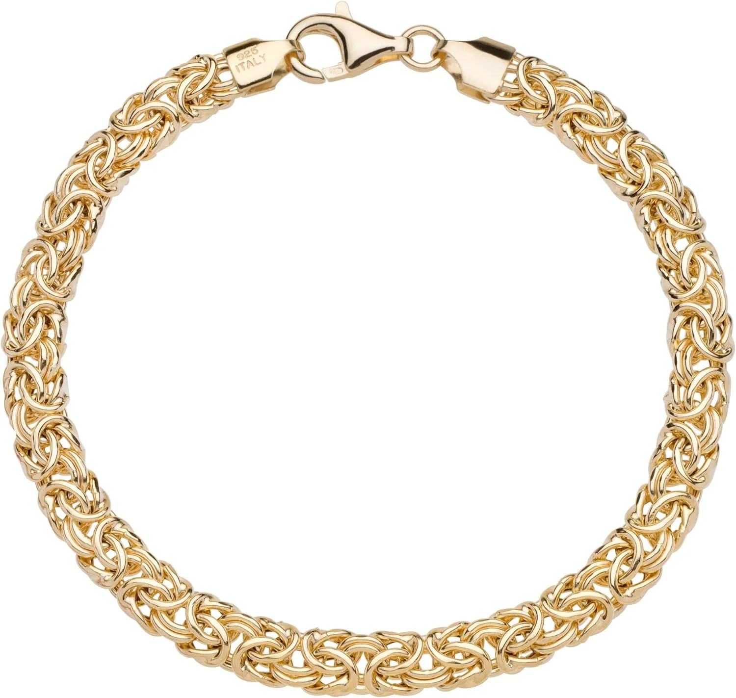 in Italy Miabella Italian 18K Gold Over contention 925 Sterling Silver Byzantine Bracelet for Women Handmade 