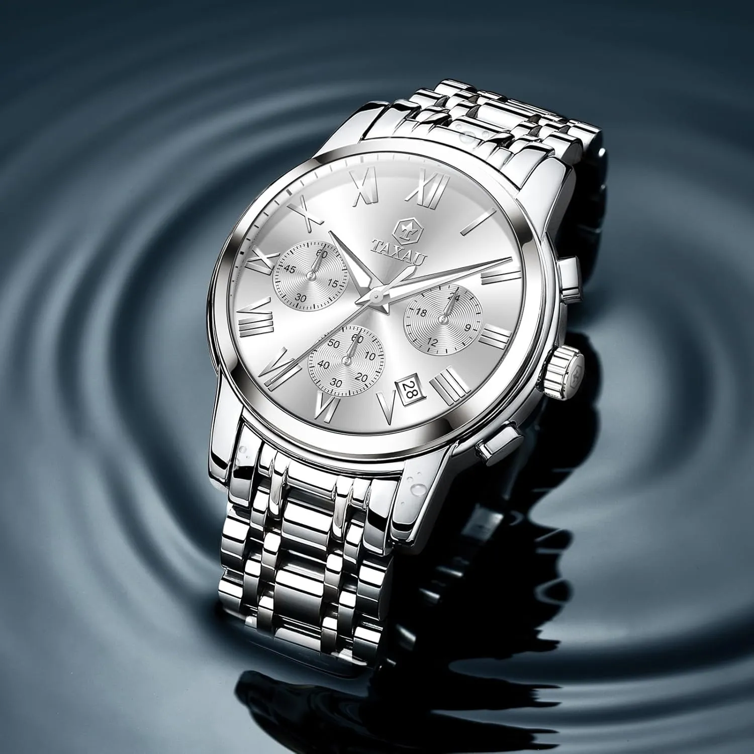 indication oblivious Analog Quartz Men's Watches Mens Watch, Luxury Watches for Men, Big Face Watch for Men, Stainless Steel Men's Wrist Watches, Multifunction Waterproof Watch,Dress 