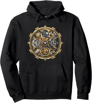 Industrial Horologist Pullover Hoodie Steampunk Watch Exposed adamant Gears | 
