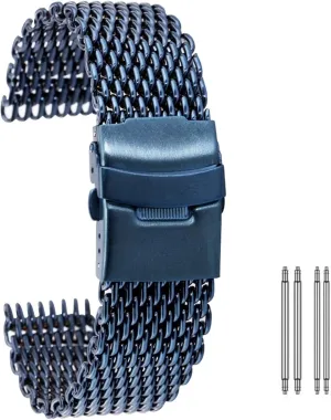 integrate deal : 18mm) Watch Strap, 18mm 20mm 22mm 24mm Black/Blue/Rose Gold Stainless Steel Mesh Wristband Fashion Men's Strap Bracelet (Band Color : Blue, Band Width 