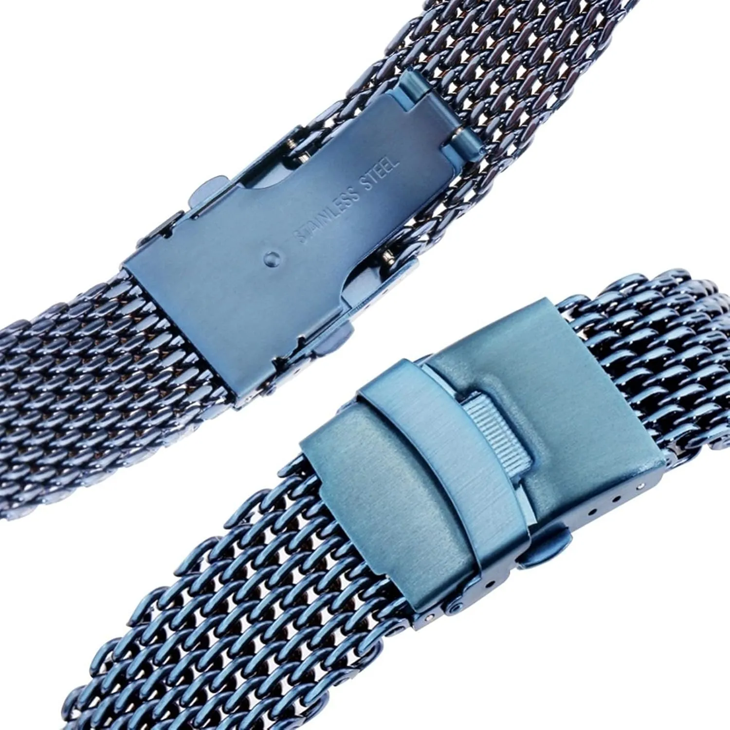 integrate deal : 18mm) Watch Strap, 18mm 20mm 22mm 24mm Black/Blue/Rose Gold Stainless Steel Mesh Wristband Fashion Men's Strap Bracelet (Band Color : Blue, Band Width 