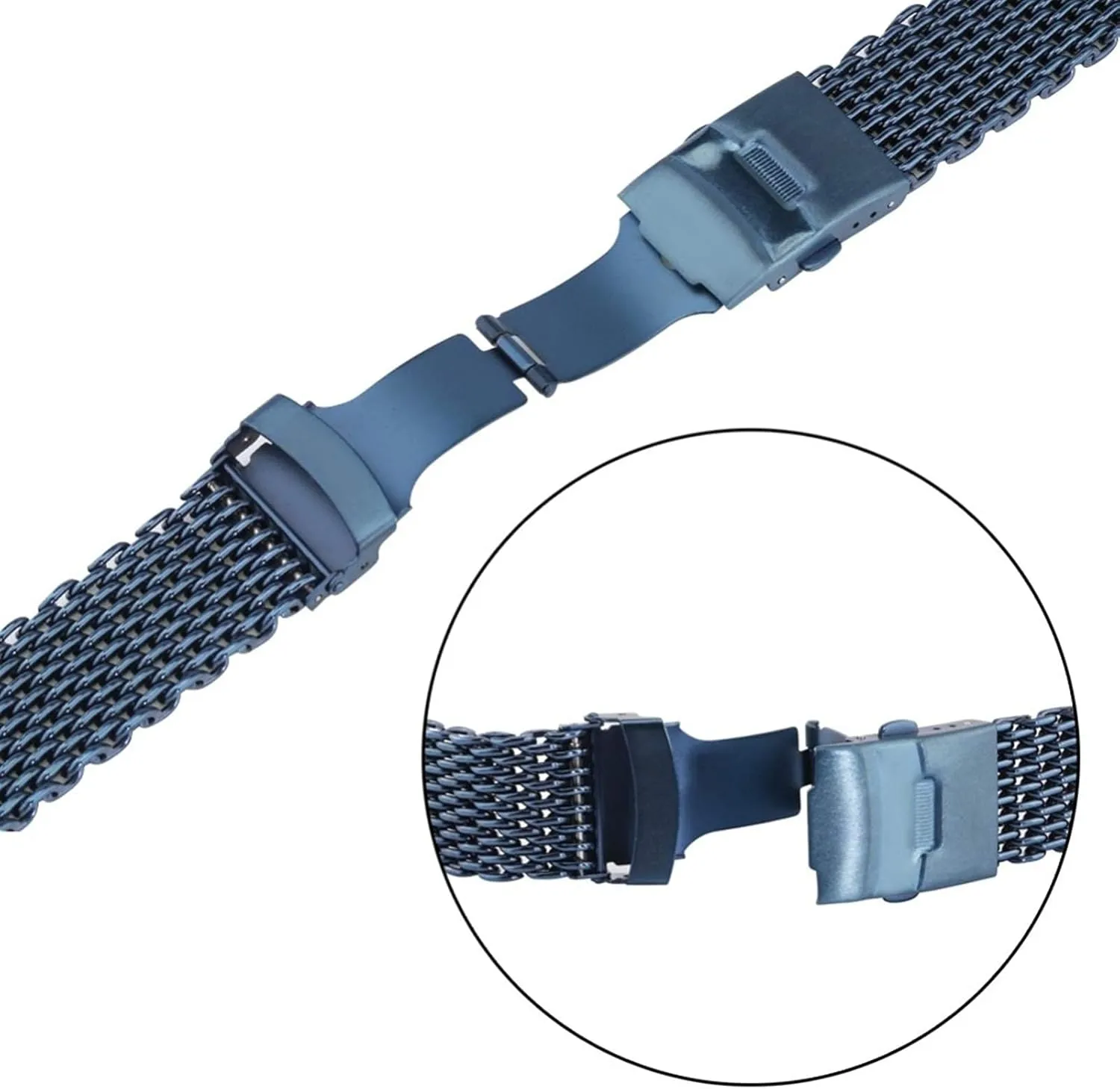 integrate deal : 18mm) Watch Strap, 18mm 20mm 22mm 24mm Black/Blue/Rose Gold Stainless Steel Mesh Wristband Fashion Men's Strap Bracelet (Band Color : Blue, Band Width 