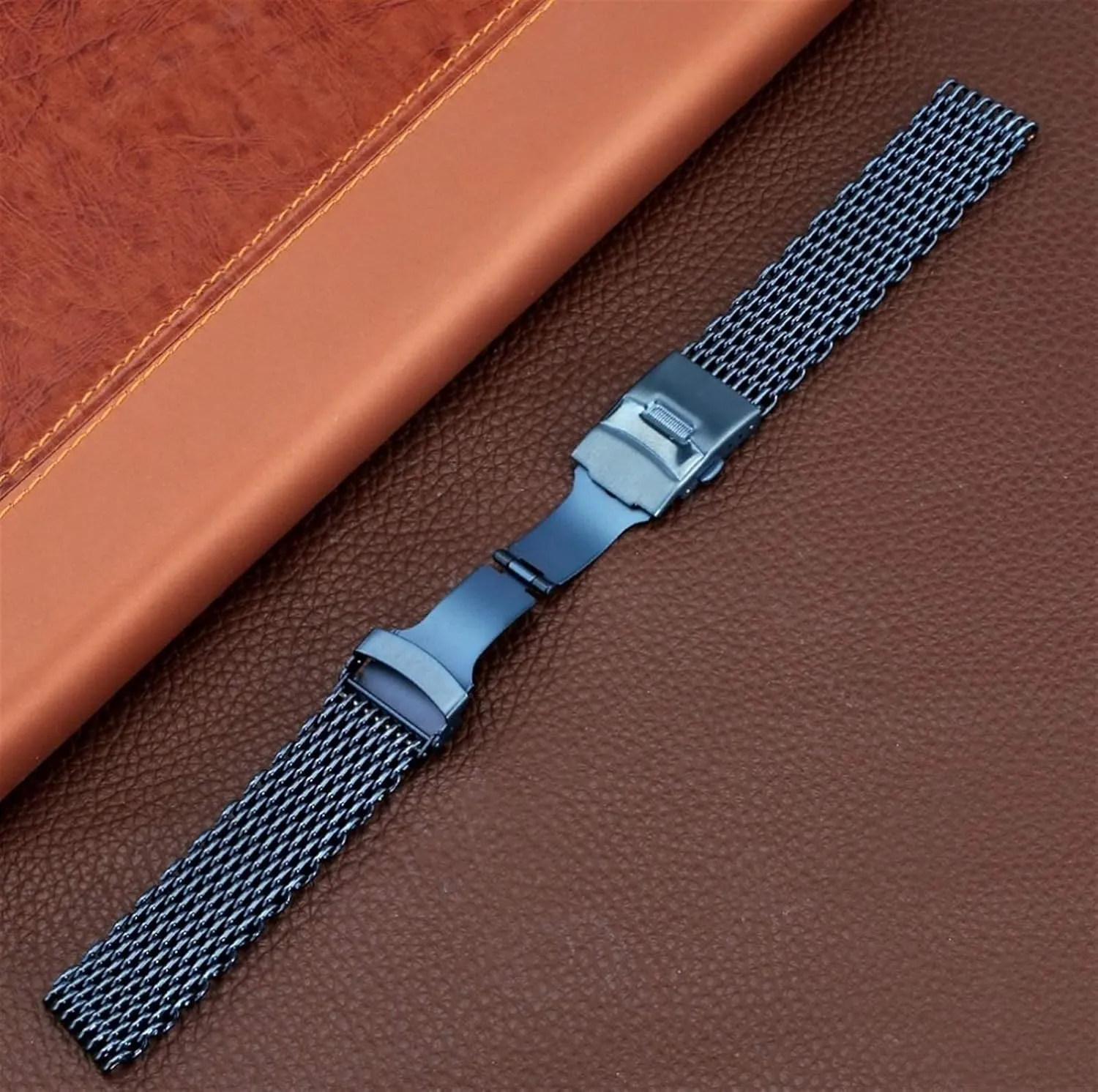 integrate deal : 18mm) Watch Strap, 18mm 20mm 22mm 24mm Black/Blue/Rose Gold Stainless Steel Mesh Wristband Fashion Men's Strap Bracelet (Band Color : Blue, Band Width 