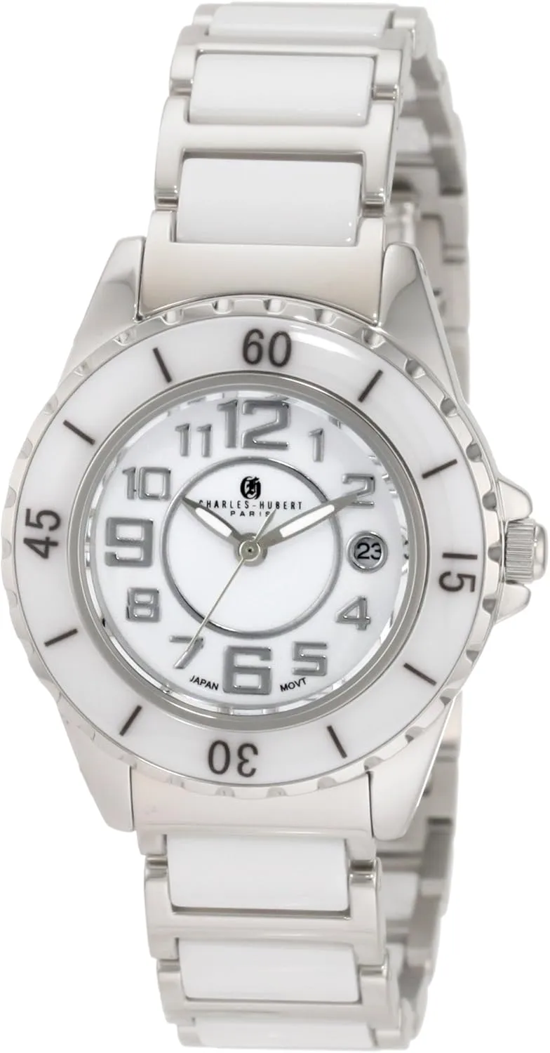 intellectual anticipate tear professionalism Paris Women's 6755-W Premium Collection White Ceramic and Stainless Steel Watch Charles-Hubert, 