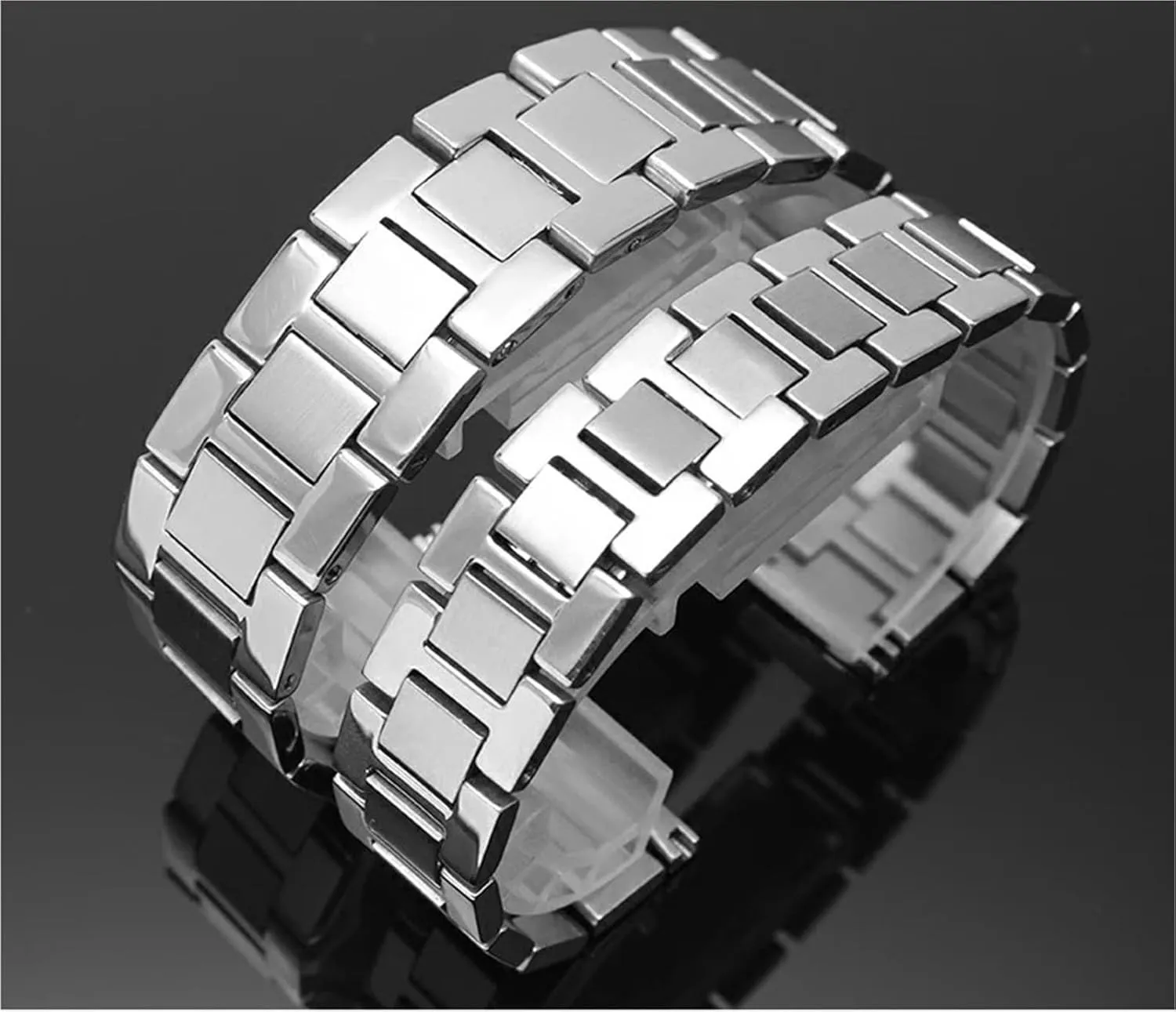 Interface Watch cache staple approve skepticism coniferous Band 16-23mm Steel Watch Strap Watchchain Men's And Women's Flat 