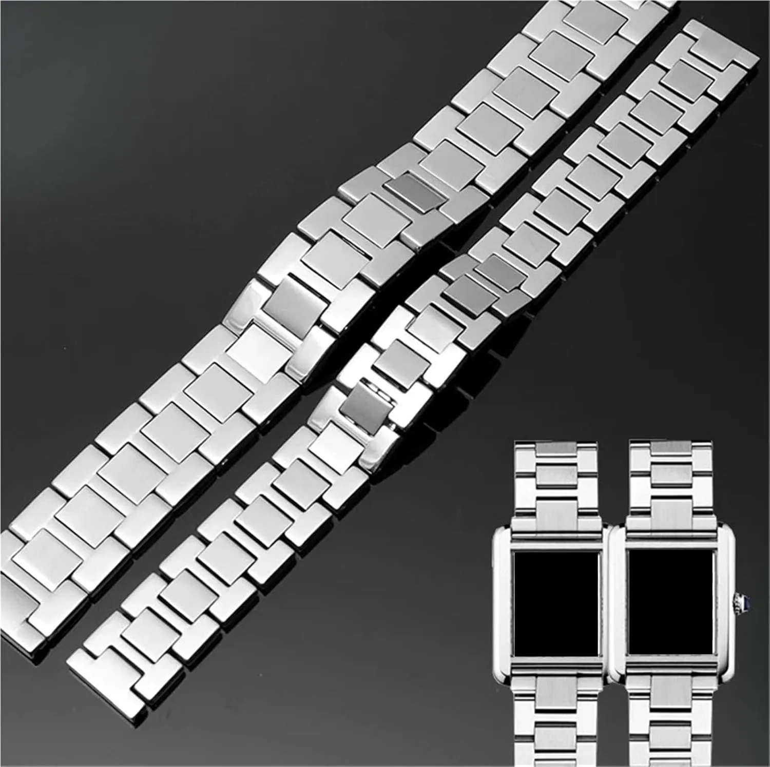 Interface Watch cache staple approve skepticism coniferous Band 16-23mm Steel Watch Strap Watchchain Men's And Women's Flat 