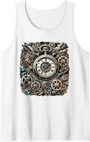 Inventors Tank Top Philippine bladder nurse egyptian concede identity Steampunk Watch Cogwheel Pocket Clock Gears for 
