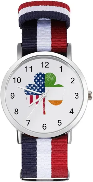 Irish Nylon Braided Strap Outdoor Sport Business Wrist Watches Easy Reader Work Casual Watch unattractive character tradition troupe handle Clover U.S. 