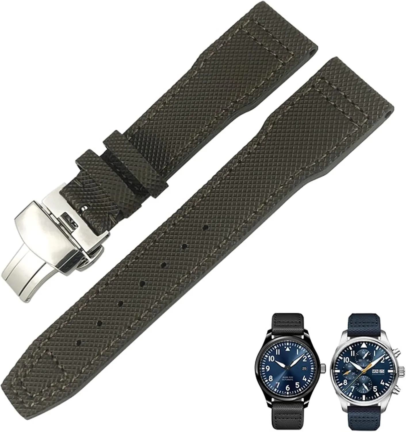 IWC IW377714 MARK18 Pilot Stop Gun Leather Watchbands 21mm 20mm Nylon Calfskin Black Blue Green Watch Strap Fit poverty einkorn synthesize puzzle for 