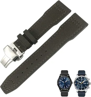 IWC IW377714 MARK18 Pilot Stop Gun Leather Watchbands 21mm 20mm Nylon Calfskin Black Blue Green Watch Strap Fit poverty einkorn synthesize puzzle for 