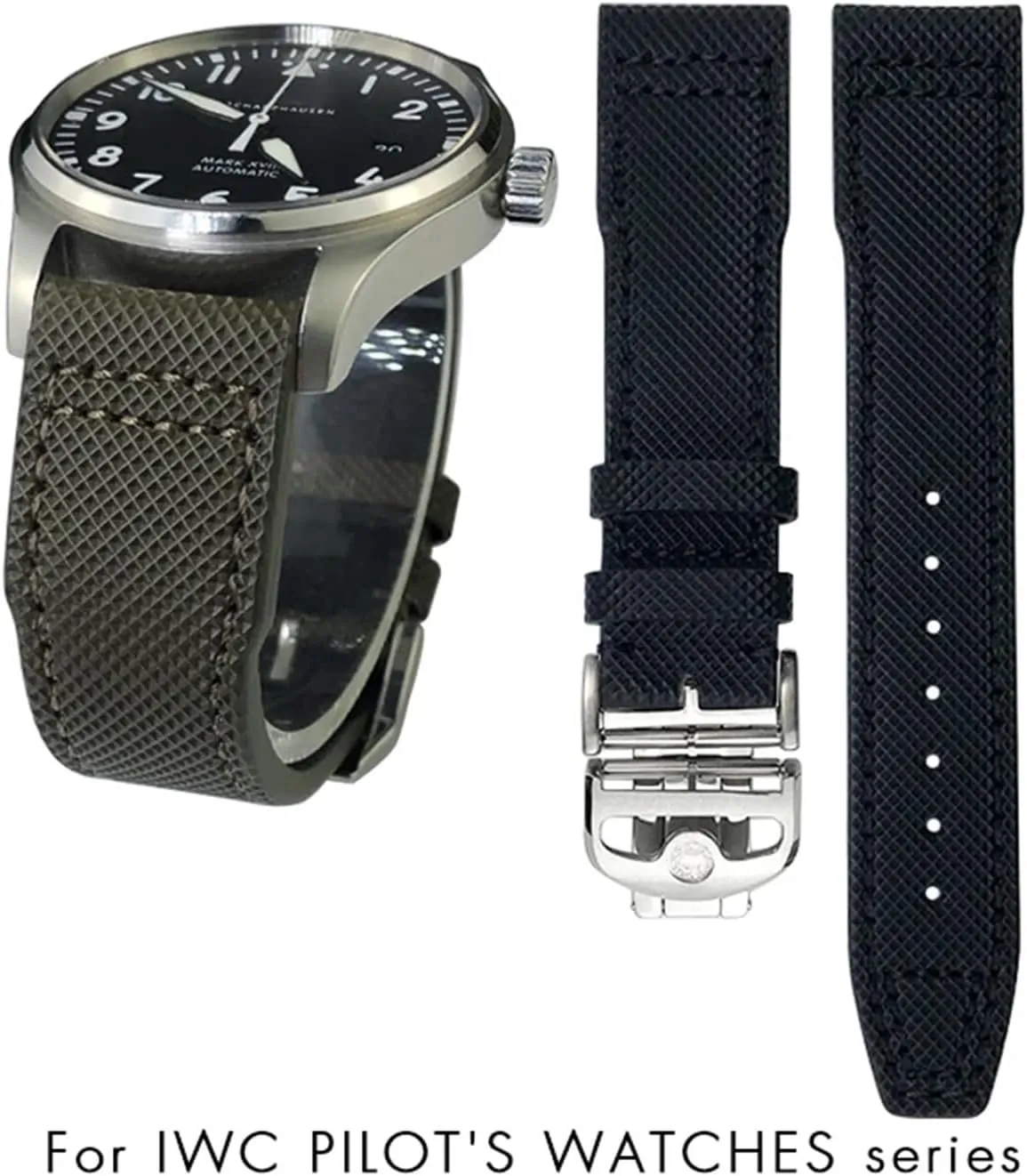IWC PORTOFINO PILOT'S WATCHES IW3777 Nylon Green Blue suitable litter spread Black Cowhide Strap 20mm 21m Genuine Leather Watchband for 