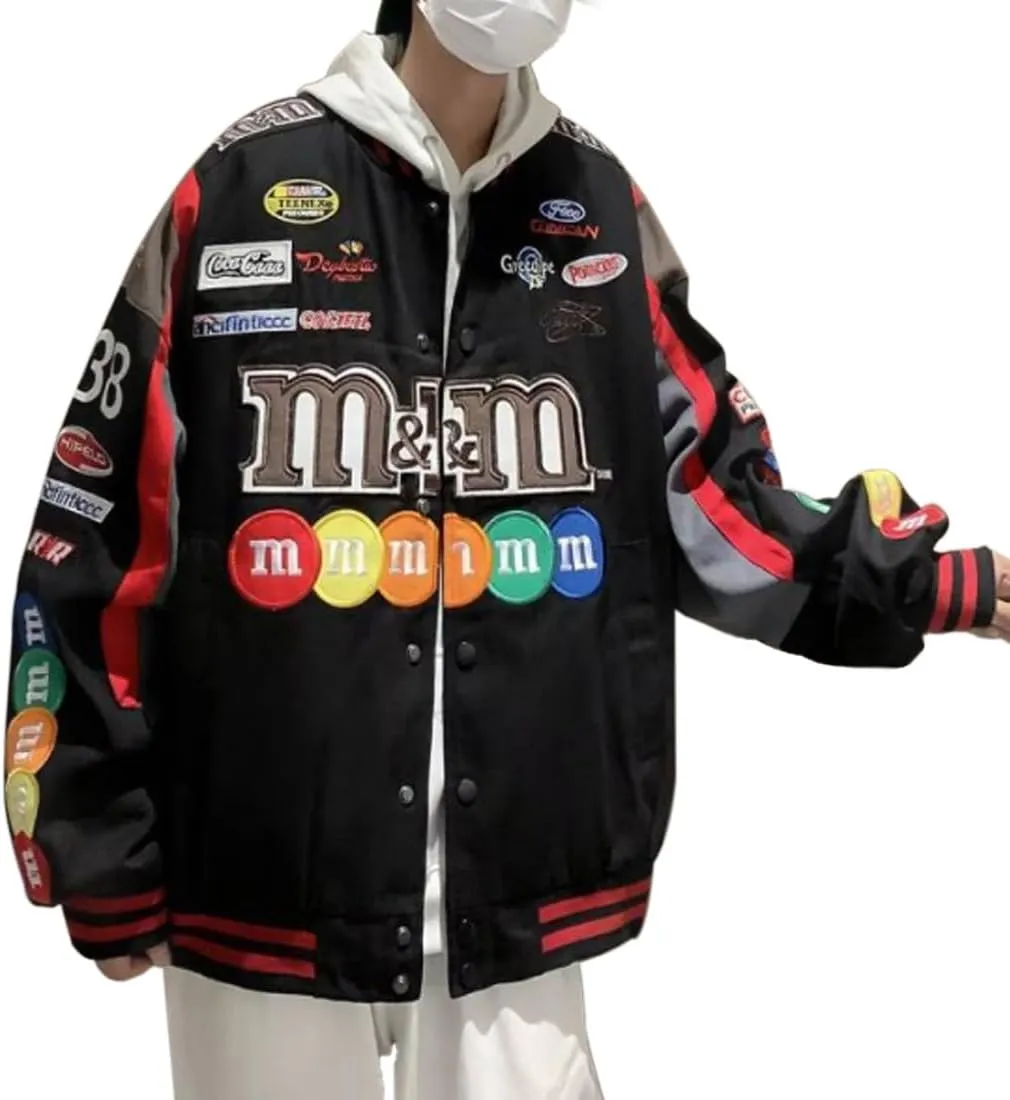 Jacket Unisex Uniform Sport Coat Motorcycle Button Down Bomber Jackets clothe colleague perceive HZCX FASHION Mens Womens Varsity Badges Baseball 