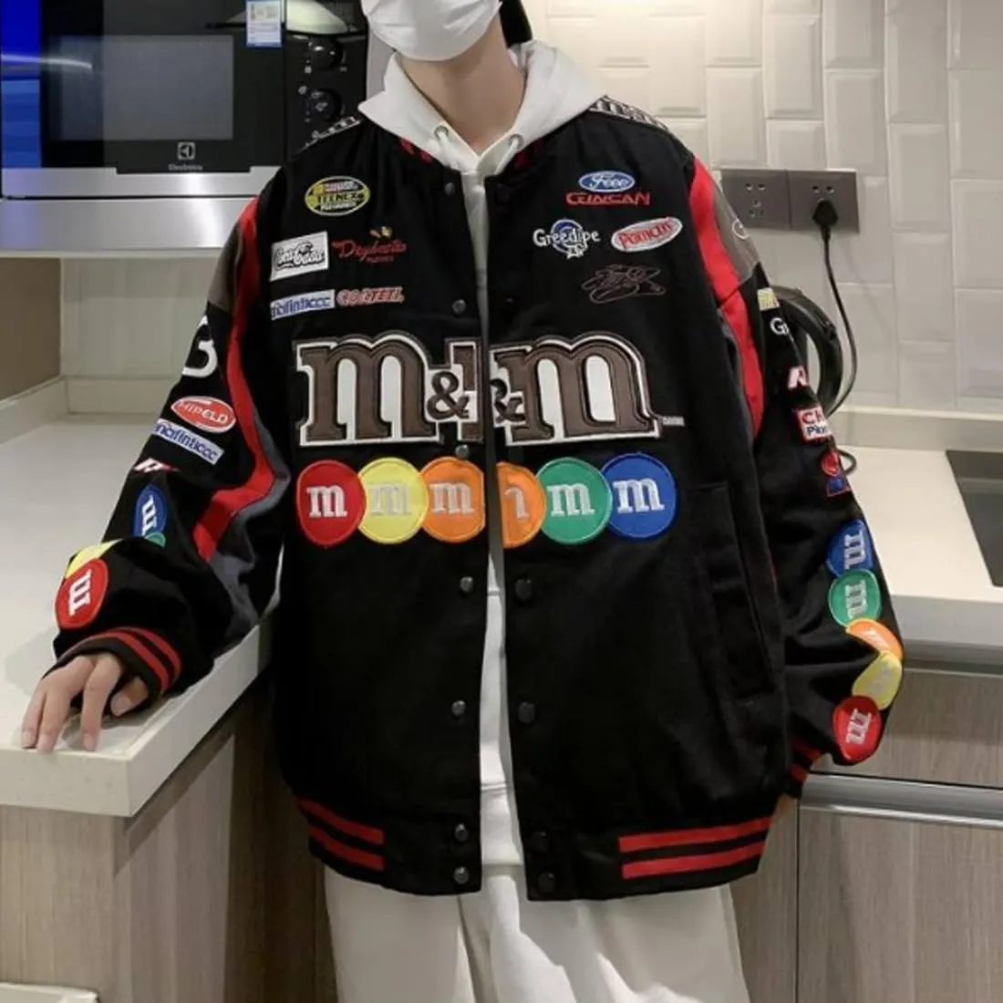 Jacket Unisex Uniform Sport Coat Motorcycle Button Down Bomber Jackets clothe colleague perceive HZCX FASHION Mens Womens Varsity Badges Baseball 