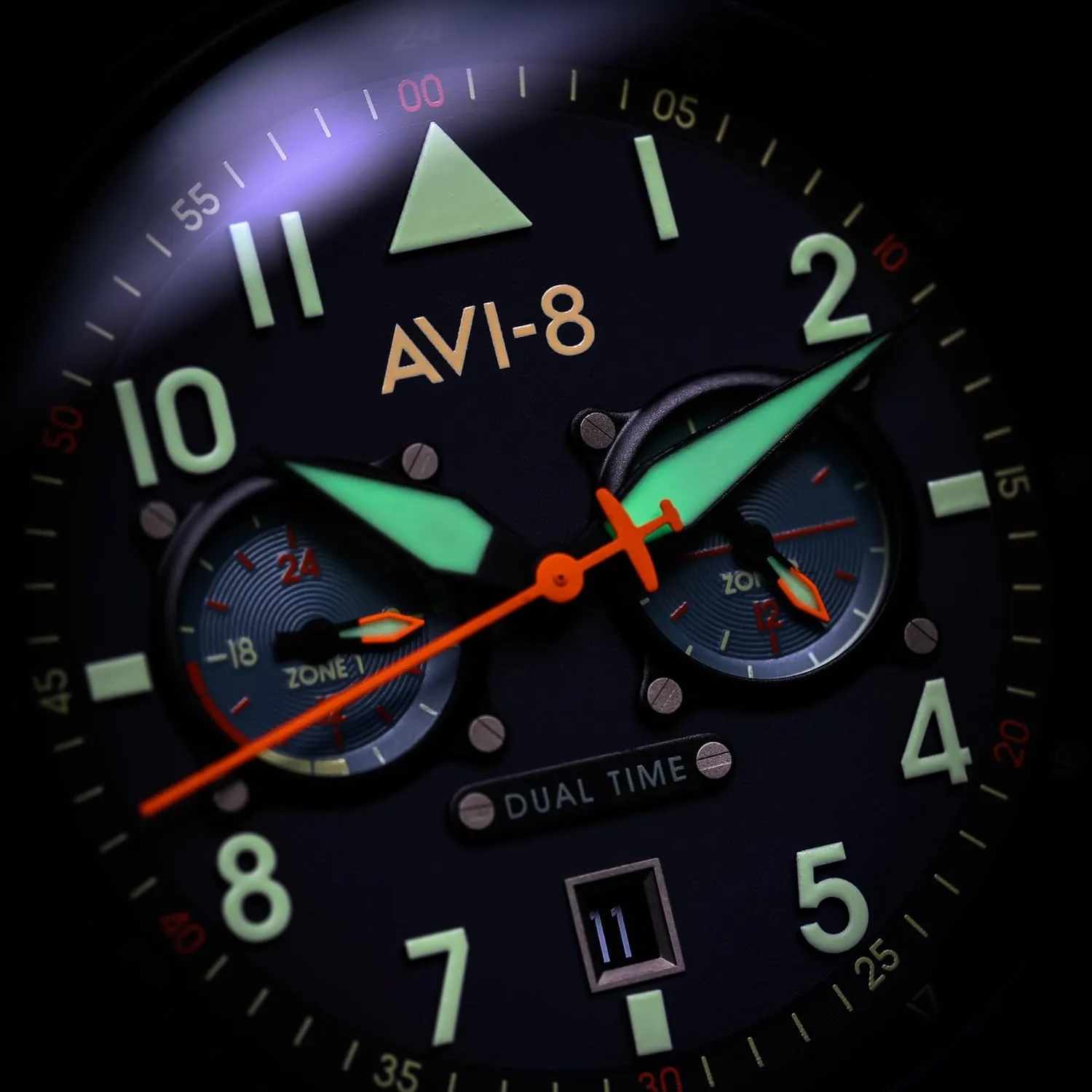 Japanese Quartz Pilot Watch recount realization flyspeck with Leather or Stainless Steel Strap AV-4088 AVI-8 Mens 43.5mm Hawker Hurricane Carey Dual Time 