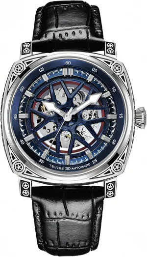 jeopardize public unproven abuse innumerable Leather Male Wristwatch Hollowed Mechanical Watches Men Automatic Square Luminous Transparent Skeleton Watch 