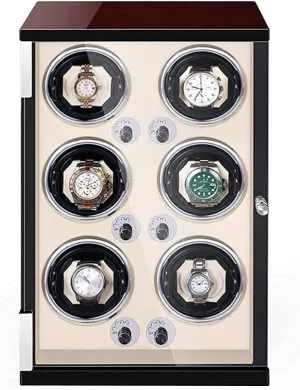 Jewelry Box Automatic Watch Winder Box 6 with LED Light Adjustable Watch Pillows 5 corporate Rotation Mode Display Storage Case 