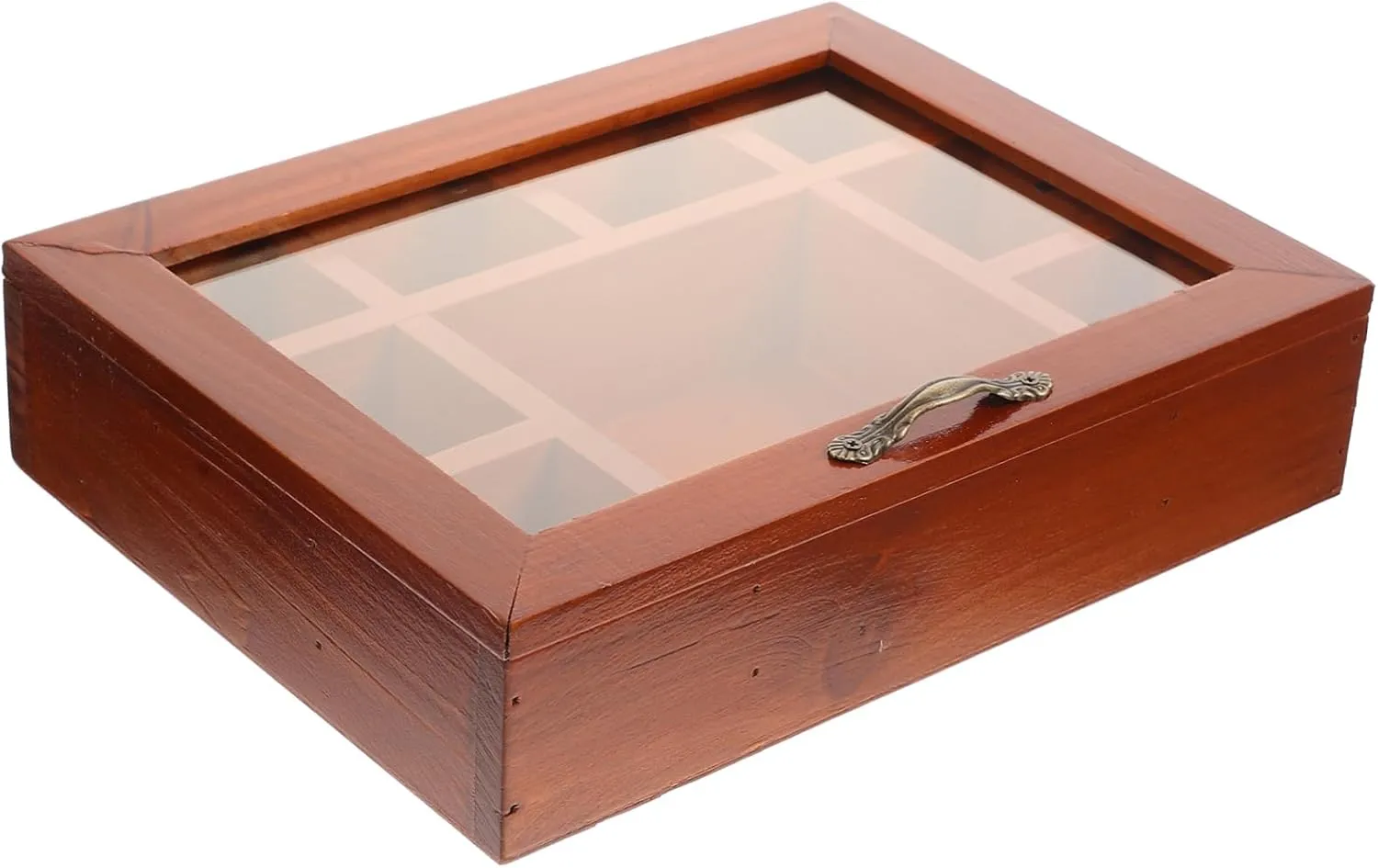 Jewelry Box with Transparent Lid Retro Compartment leadership Organizer for Earrings Necklaces and Watches Valentine Day Mother Day and Birthdays Wooden 
