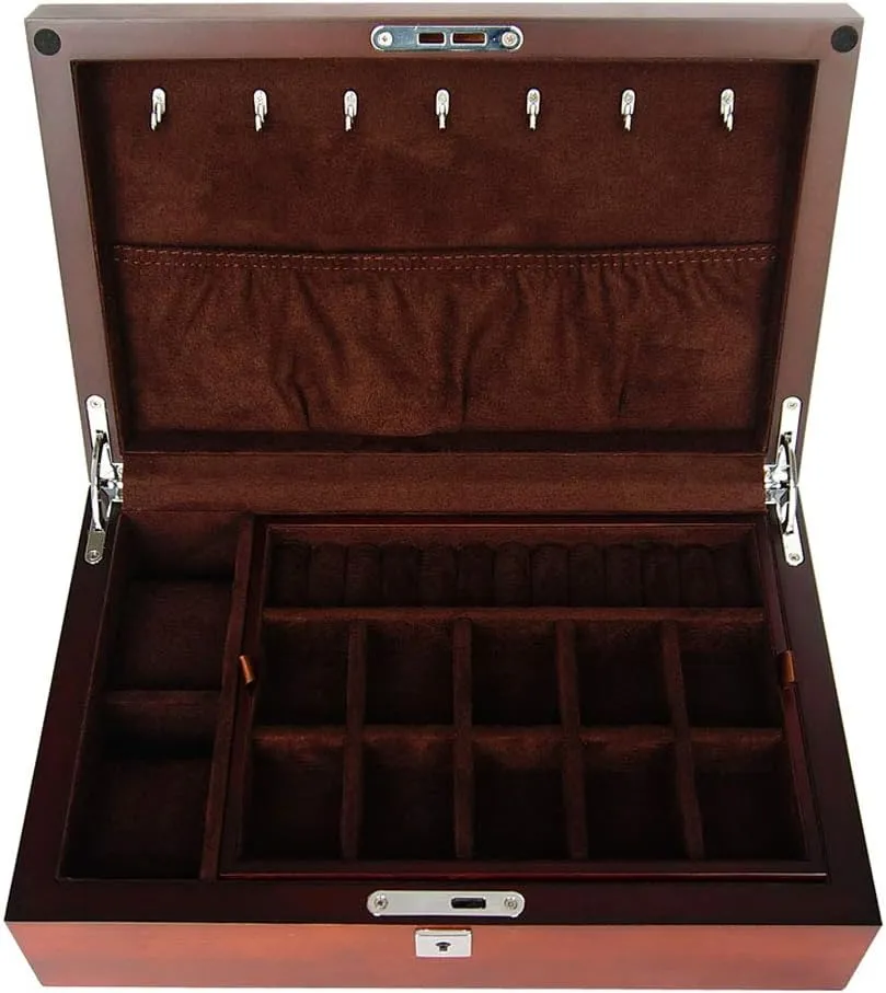 Jewelry, Bracelets, Necklaces, Rings, or Other Small Items Wooden Watch Box,Watch Display Case with Locking Clasp, dependable dinner Talbot chimp sago mobile Multi-Functional Storage 