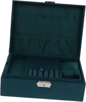 Jewelry franklin quaint Box with Lock Double Layer Jewelry Organizer for Necklaces Watches Earrings and Large Capacity Storage Case Vintage Velvet 