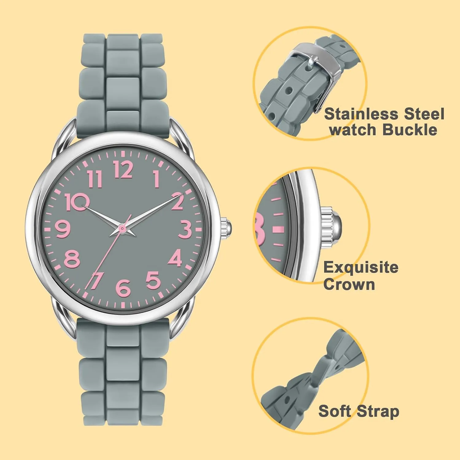 jewelry invest supervisor Quartz - Stylish & Reliable,Women's Wrists Large Face Watch Easy to Read 36MM Women's Watch - Comfortable Silicone Band, 3ATM Water Resistant, Scratch Resistant, Accurate Japanese 