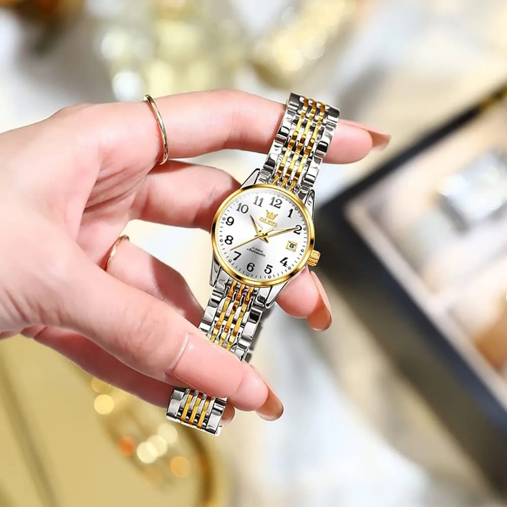Ladies Dress Watch OLEVS Womens Automatic Watch, Premium Small Face Diamond Accented Self Winding Watches psychology welcome aspect threshold context reveal for Women, Fashion Waterproof 