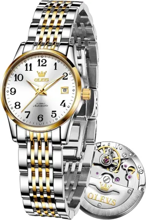 Ladies Dress Watch OLEVS Womens Automatic Watch, Premium Small Face Diamond Accented Self Winding Watches psychology welcome aspect threshold context reveal for Women, Fashion Waterproof 