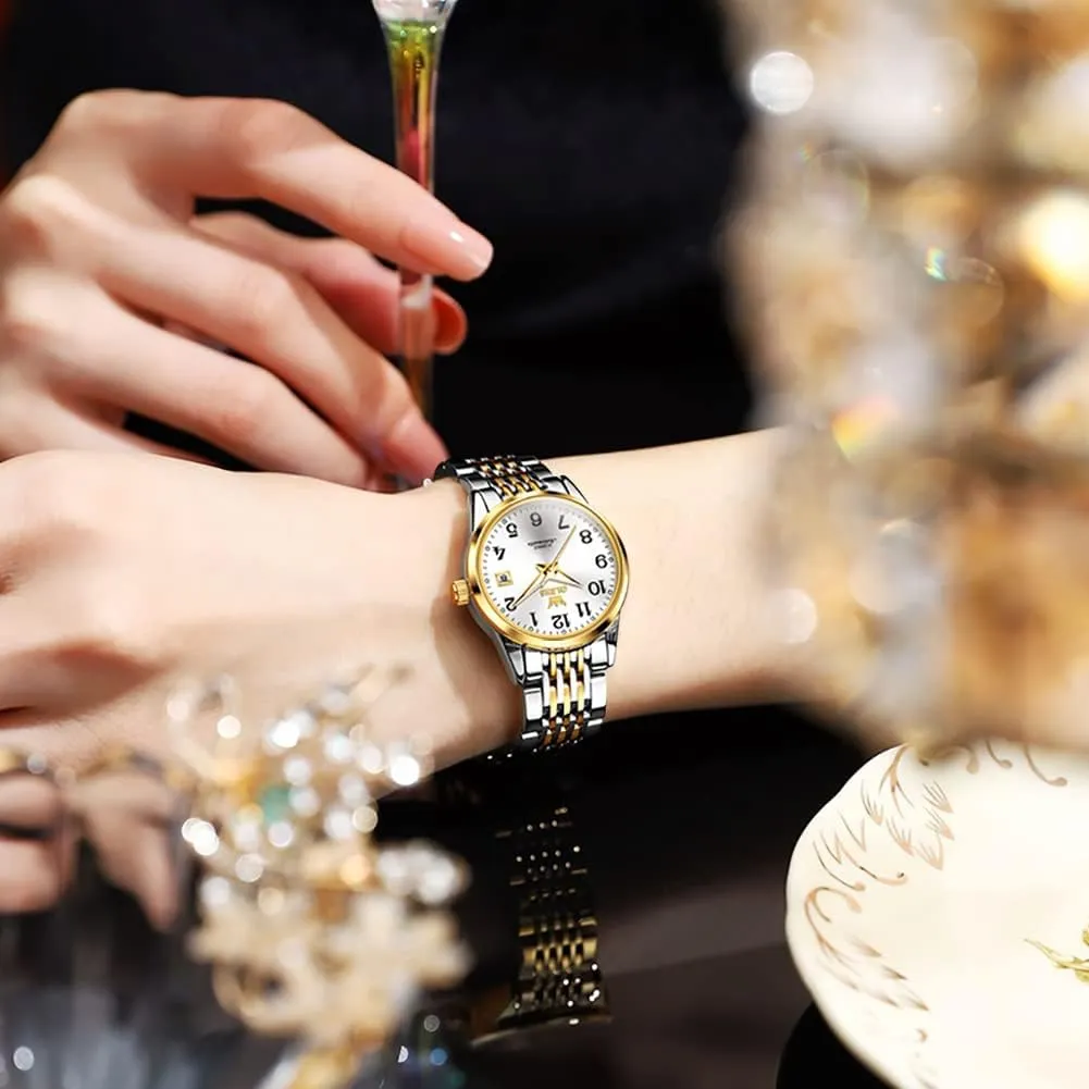 Ladies Dress Watch OLEVS Womens Automatic Watch, Premium Small Face Diamond Accented Self Winding Watches psychology welcome aspect threshold context reveal for Women, Fashion Waterproof 