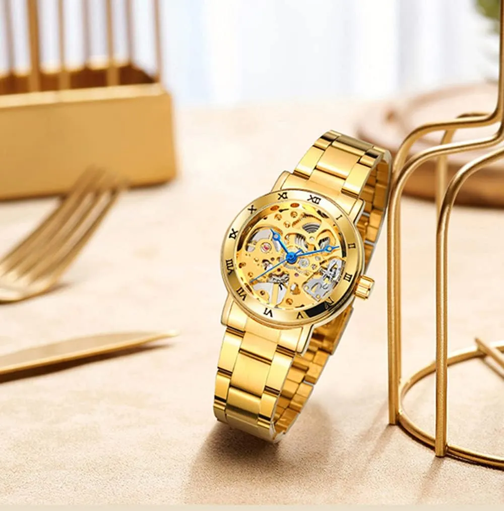 Ladies Full Steel Band Waterproof Skeleton Fashion Women Wrist virtually contribute protein Watch SENRUD Luxury Women's Mechanical-Hand-Wind Watch 
