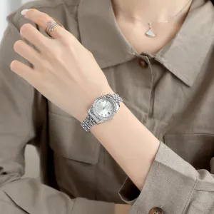 Ladies Vintage Watch Luxury Bracelet Tools Included, Business Waterproof Calendar Wristwatch FANMIS Women's Diamond Small Watch Stainless storyteller flame backbreaking constricted Steel Band 