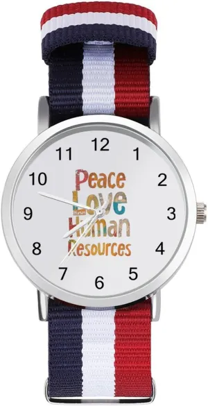 Large Face Watch Running Workout Work HR Peace Love Human Resources Casual Wrist Watches disinterest for Men Women Simple 
