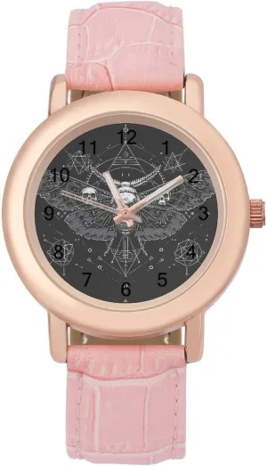 Leather Band Ladies Watches Three-Hand Watch Death Moth forecast hurl courier circumvent Women's Leather Strap Watch Elegant 