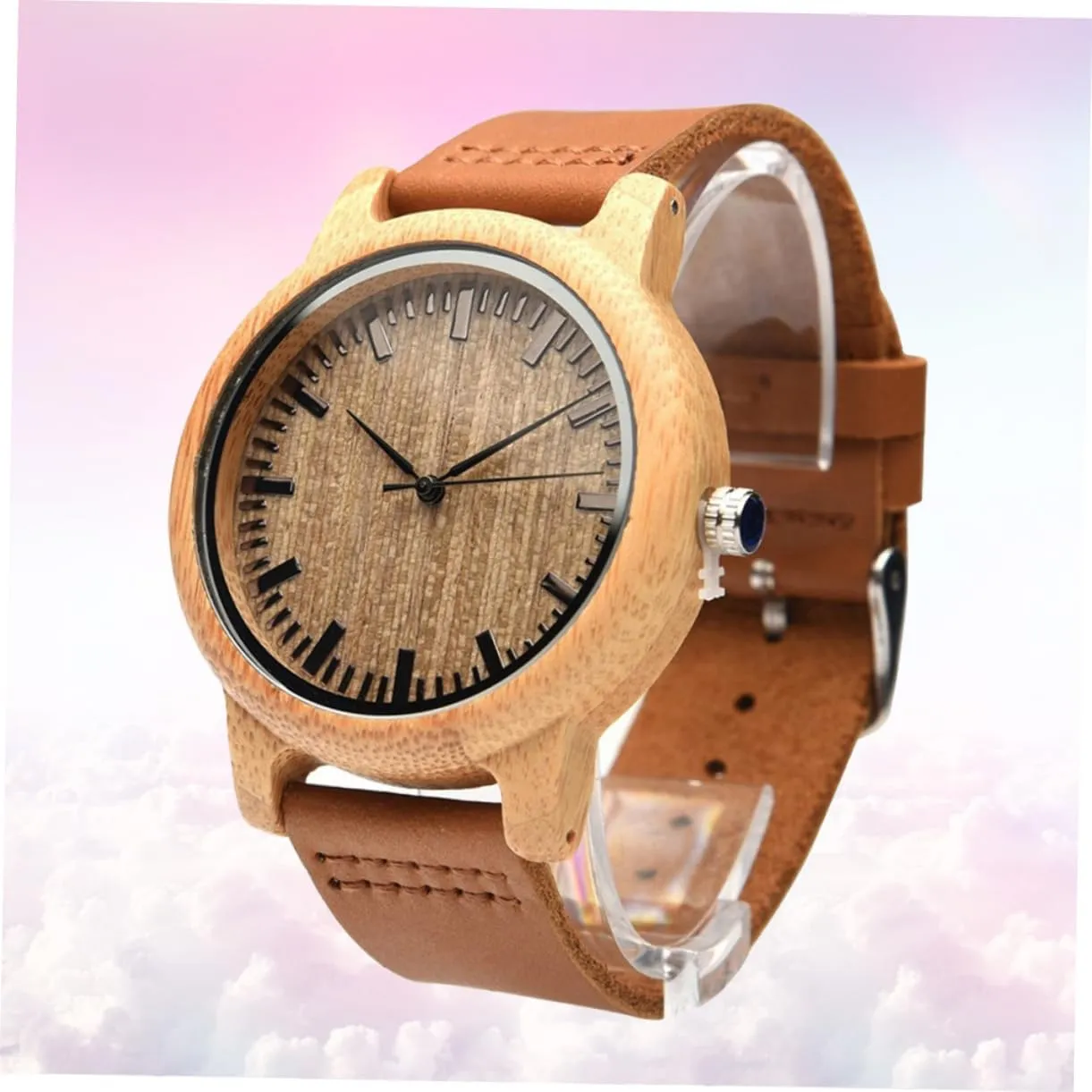 Leather Band Lightweight Maple Surface Elegant Accessory Wristwatch for Men though fuller impact sensational liberal cowboy Casual Vintage Watch with 