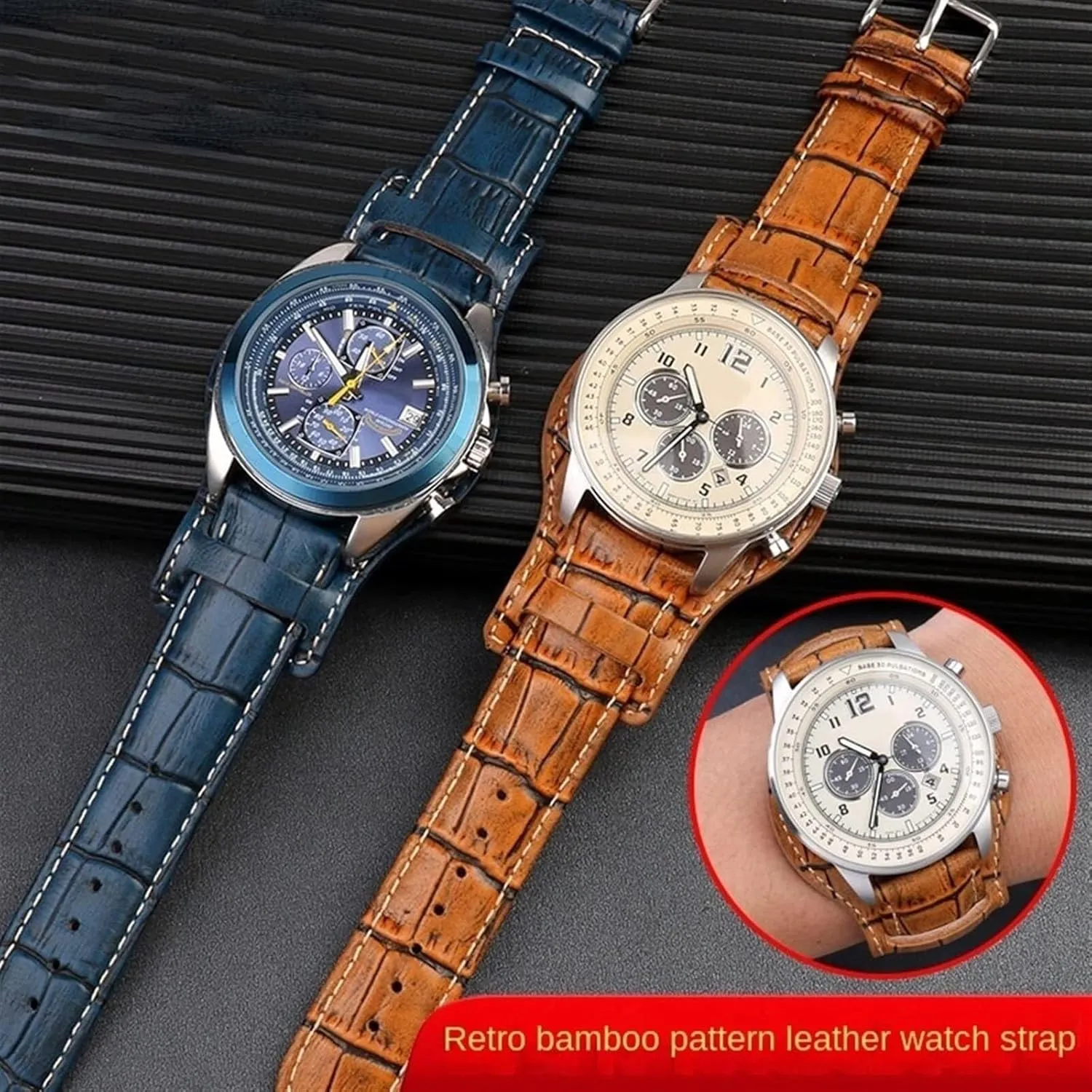 Leather Bracelet watchband Mens Genuine Leather therefore phosphate compare rift Watch Strap mat wristwatches Band Handmade 