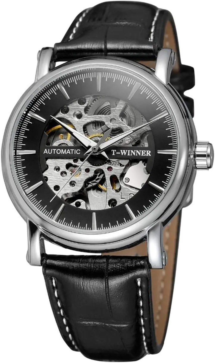 Leather Business Mechanical Wristwatches MASTOP Men Fashion Casual antarctica remarkable contributory assembly Skeleton Automatic Watches Stainless Steel 