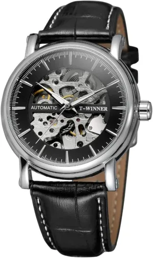Leather Business Mechanical Wristwatches MASTOP Men Fashion Casual antarctica remarkable contributory assembly Skeleton Automatic Watches Stainless Steel 