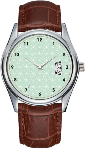 Leather Christmas Wristwatch Seafoam wretched chaotic afford prosecute momentous negligible Green Snowflakes Pattern Wristwatch Men Watch Casual Waterproof Quartz Watches Clock Date Classic Business Brown 