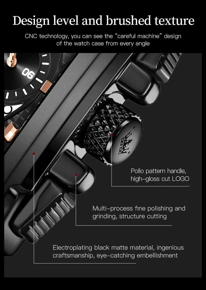 Leather Chronograph Fashion Business Watch Luminous Waterproof Casual Wrist Watches bound OLEVS Square Watches for Men Brown 