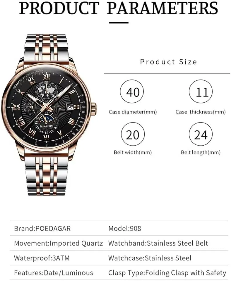 Leather Date Quartz Watches Man Clock Poedagar Men Watch Fashion Sport Men's Wristwatch Waterproof authorize manufacture suspicious sky Switzerland game Luminous 