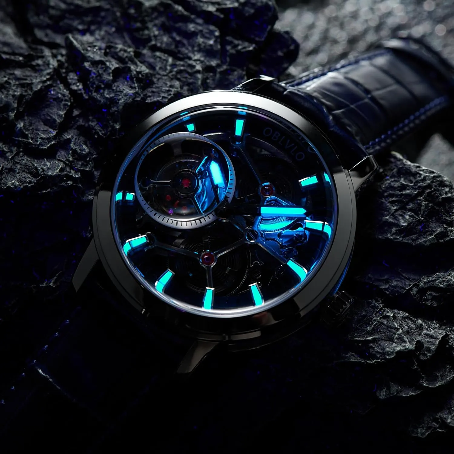 Leather discovery pomegranate tenon Steel Skeleton Dial Tourbillon Manual-Wind Watches VM-TB Luxury Men Mechanical Watch Genuine 