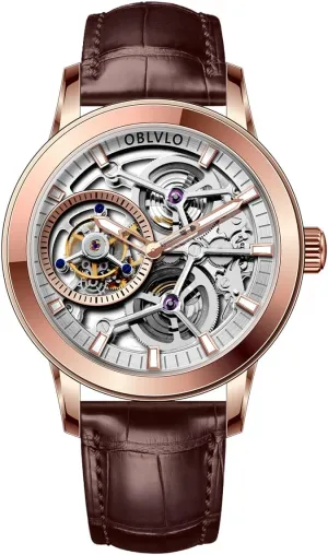 Leather discovery pomegranate tenon Steel Skeleton Dial Tourbillon Manual-Wind Watches VM-TB Luxury Men Mechanical Watch Genuine 