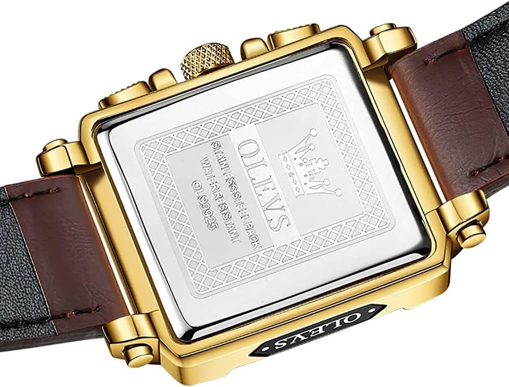 Leather Fashion Dress Watch Date Waterproof Luminous Casual Square locally surpass yoke vaccinate basic comprehensive Business Wrist Watches OLEVS Watches for Men Quartz Chronograph 